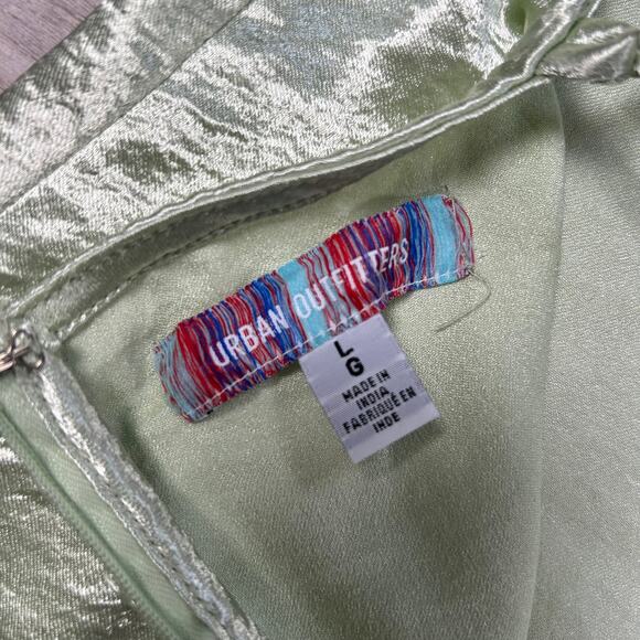 Urban Outfitters Chloe Satin Slip Dress Green Lace Trim Large - Picture 7 of 9